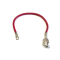 Red insulated battery to solenoid cable with metal terminal connectors on both ends.