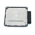 Rectangular metallic motorcycle PCM unit with black plastic connector housing and four corner screws.