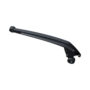 Black metal brake pedal lever with integrated pivot and mounting hole.