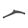 Matte black curved metal shift pedal lever with three mounting points and a small circular hole near the center.