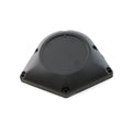 Black triangular motorcycle cam cover with rounded edges and five mounting holes.