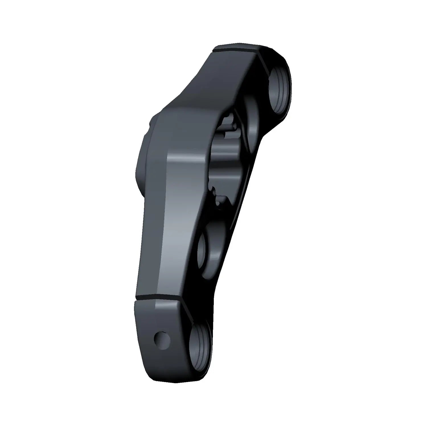 Upper triple tree bracket in polished chrome with smooth angular design and mounting holes.
