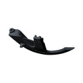 Black curved rear tip-over bumper with mounting points, designed for left side motorcycle fitment.