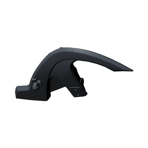 Glossy jet black rear tip over bumper with smooth curved design, designed for right side motorcycle fitment.