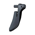 Matte black left-hand motorcycle foot peg mount with rounded pedal and cylindrical attachment point.