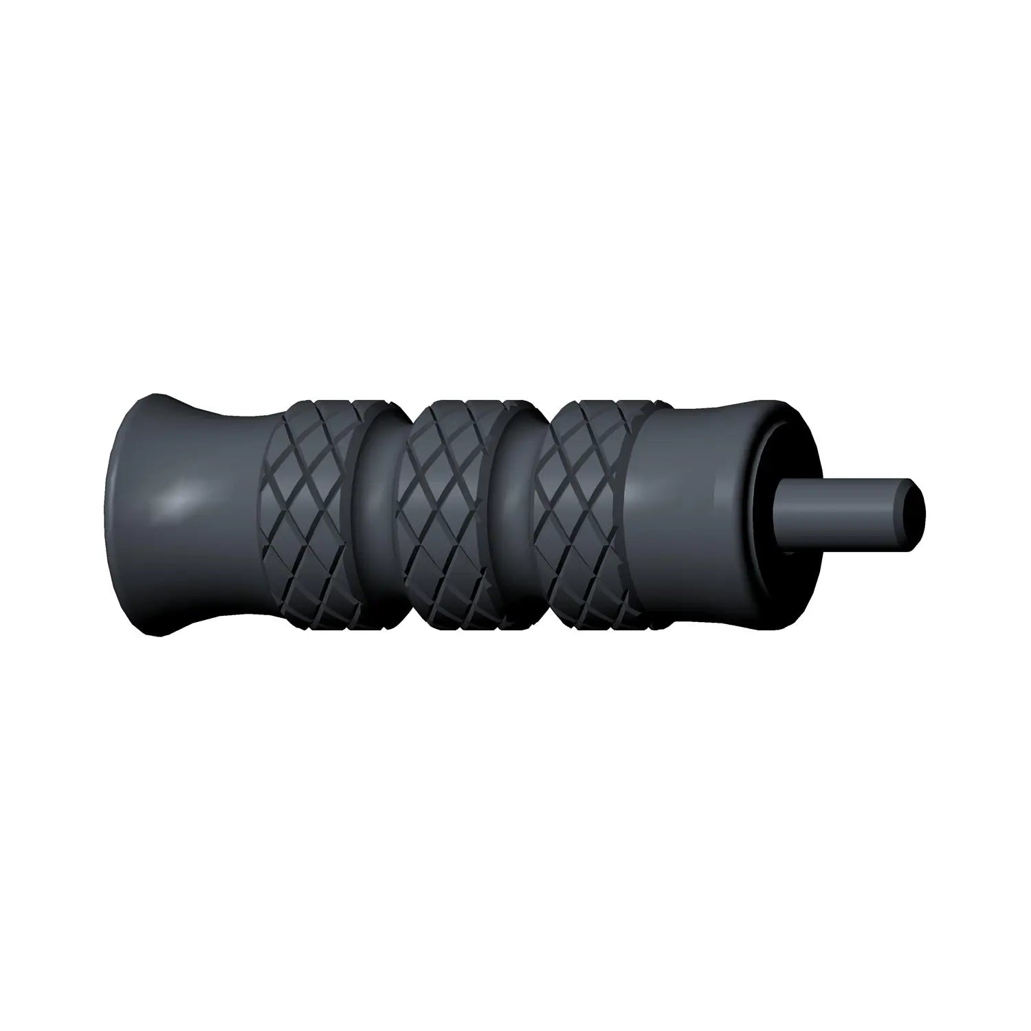 Black knurled metal shift brake peg with cylindrical shape and grooved grip sections.