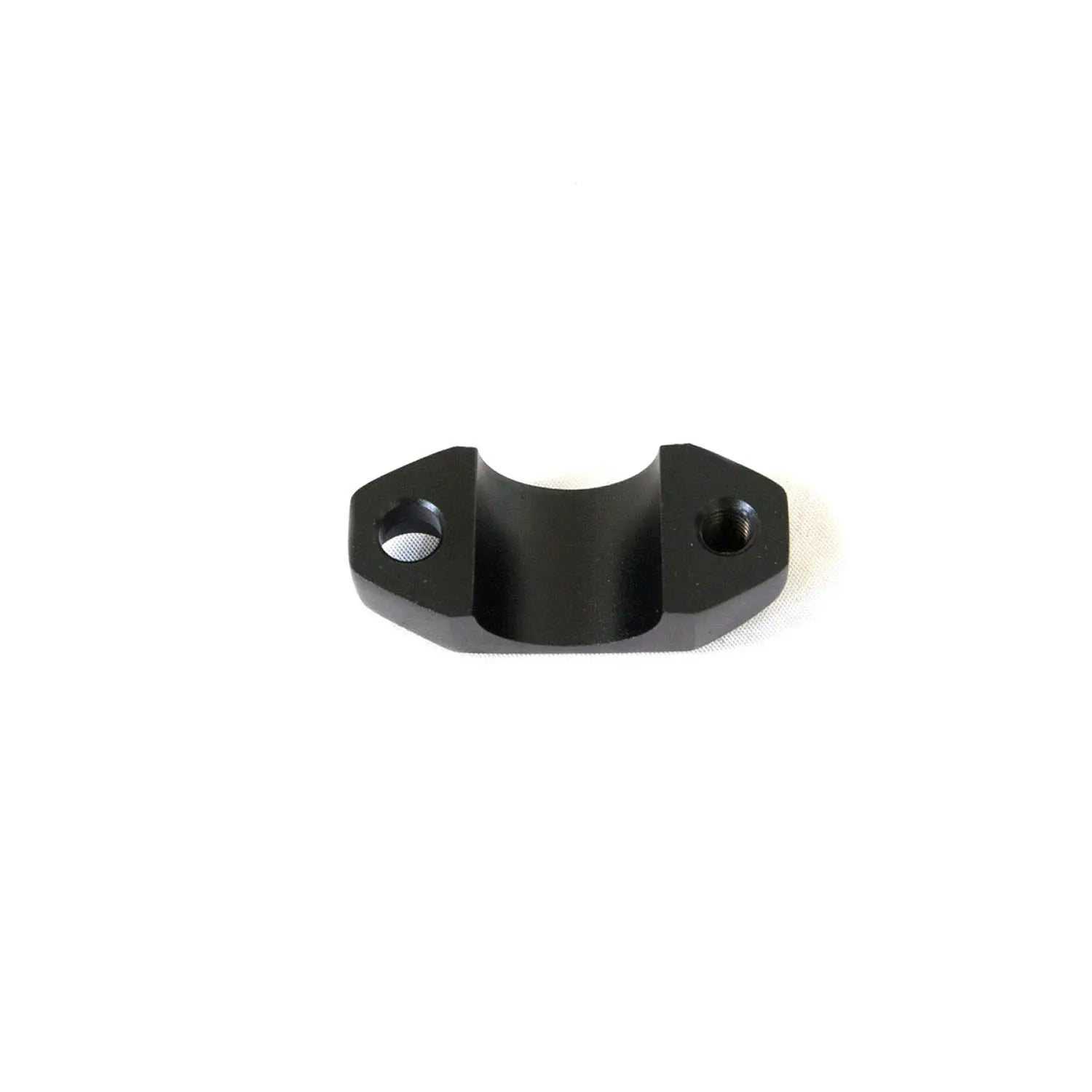 Black curved fairing riser cap with two mounting holes, matte finish.