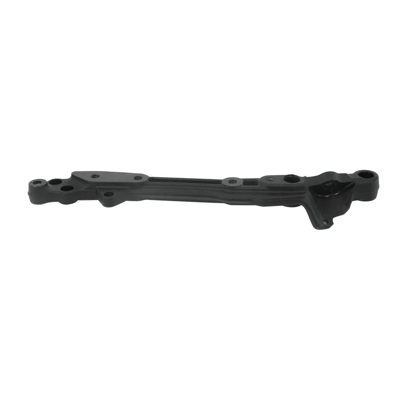 Black metal engine cradle for left side with multiple mounting points and reinforced sections.
