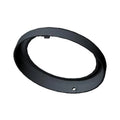 Matte black oval headlight bezel with smooth finish and subtle mounting tabs.