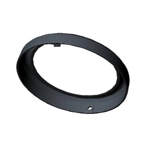 Matte black oval headlight bezel with smooth finish and subtle mounting tabs.