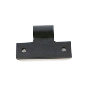 Black metal windshield clevis bracket with two mounting holes and a curved central clamp section.