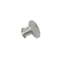 Brushed metal valve cover insert with smooth round top and cylindrical base.