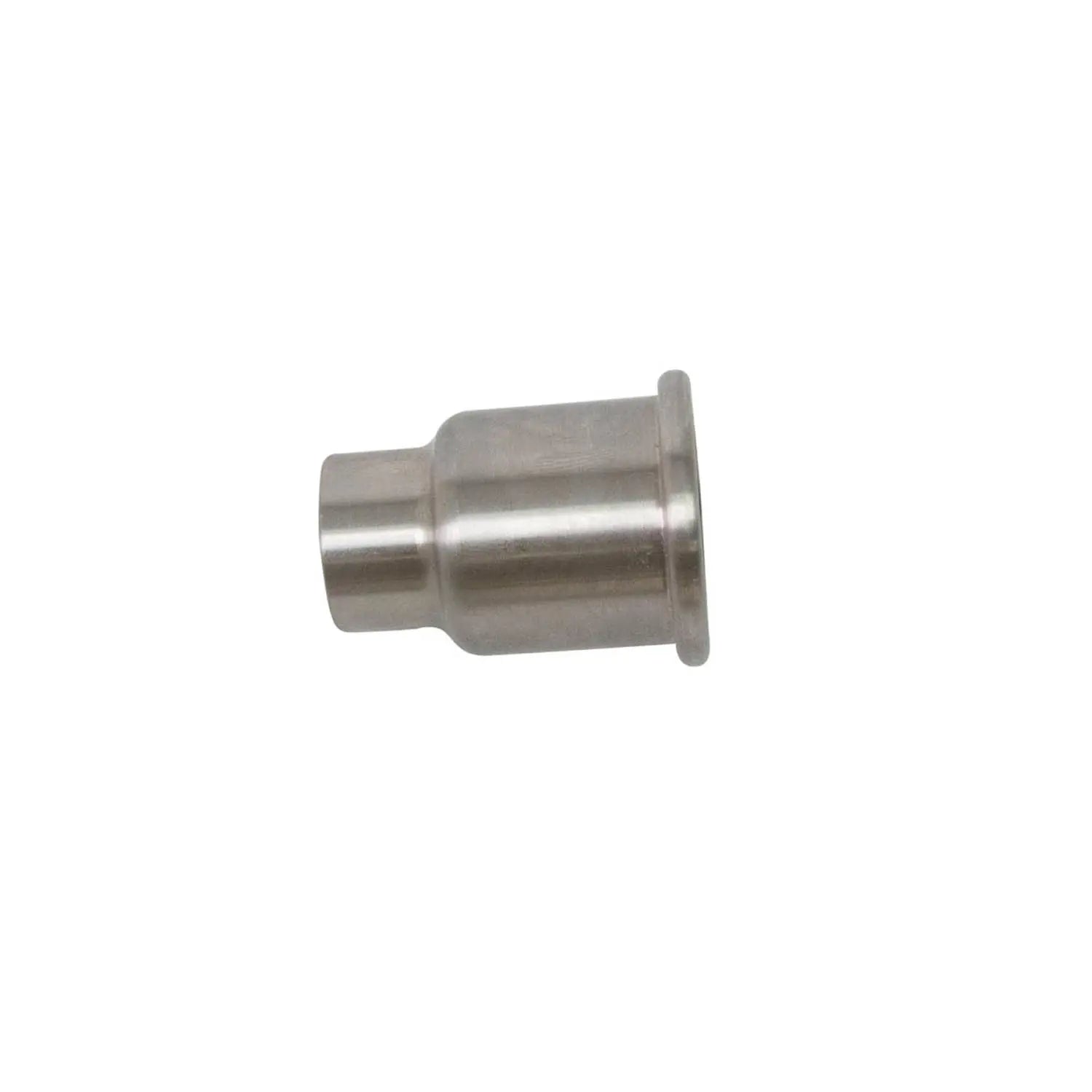 Polished silver metal spool with stepped cylindrical design for motorcycle saddlebag mounting.