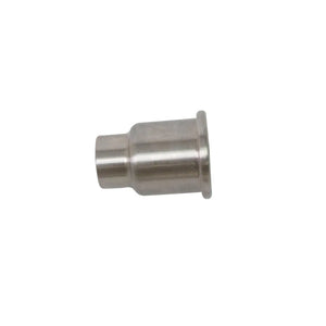 Polished silver metal spool with stepped cylindrical design for motorcycle saddlebag mounting.