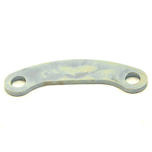 Curved metal suspension link strap with two circular mounting holes on each end, silver-gray finish.