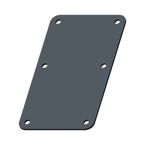 The Airbox Damping Cover by Polaris is a rectangular, flat, dark gray metal plate with rounded corners and six holes, ideal for mounting or upgrading OEM Victory Polaris or Victory motorcycle parts. Shown on a white background.