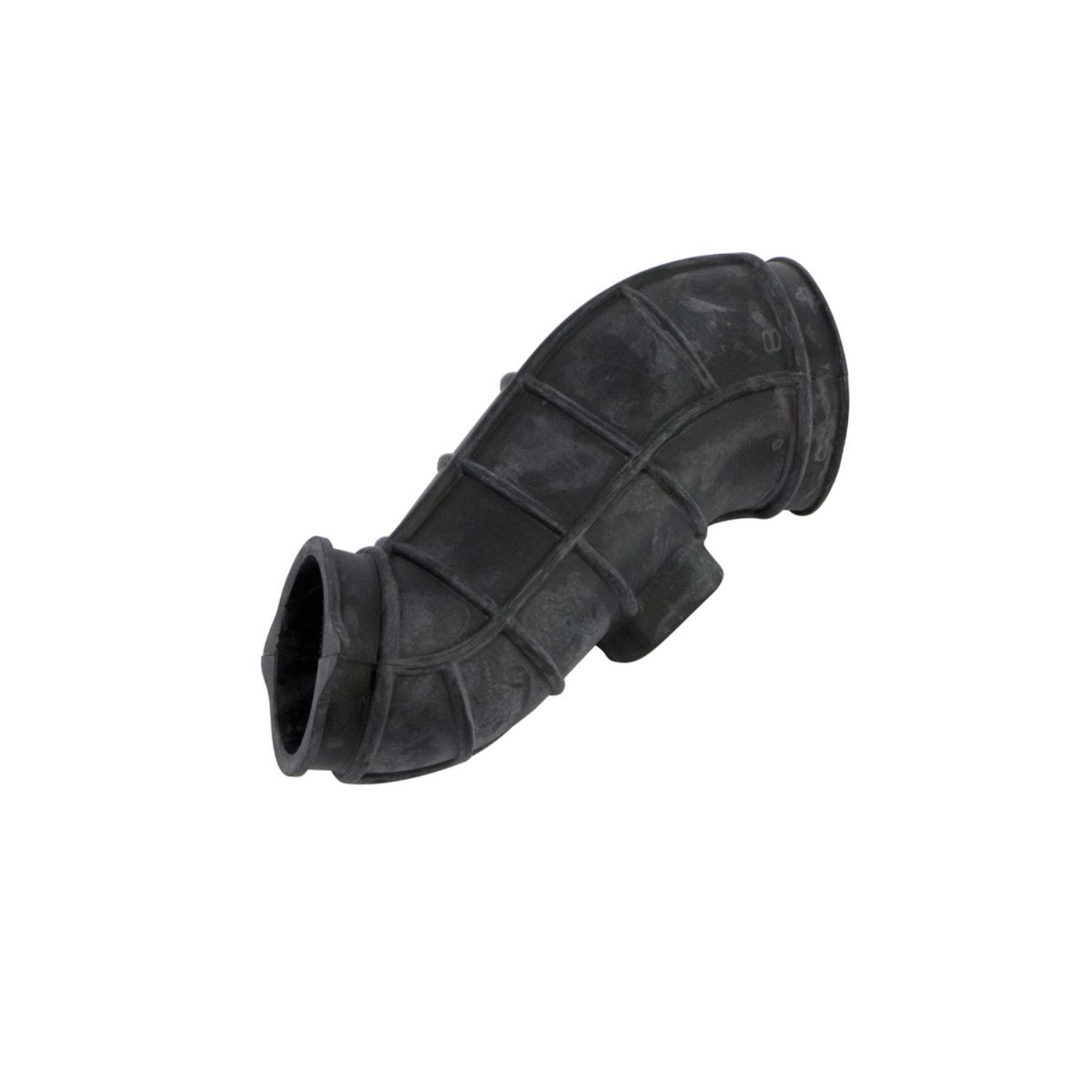 Black rubber Airbox boot with segmented ribbed design and flexible elbow shape for UTV air intake connection.