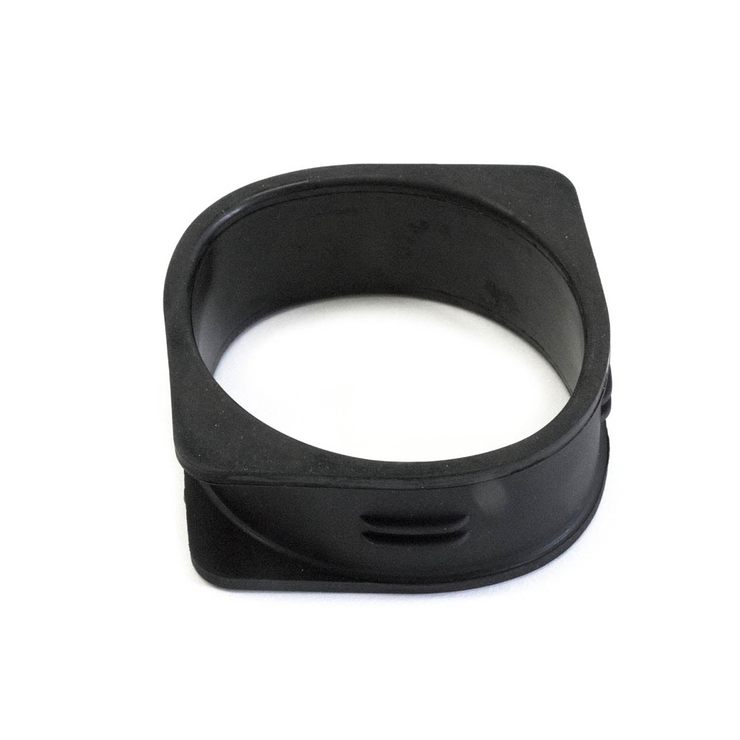 Black circular Boot Clutch Inlet made of durable plastic with flat mounting base and vent slots.