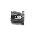 Black cylindrical throttle body adapter with a central circular opening and mounting flange.