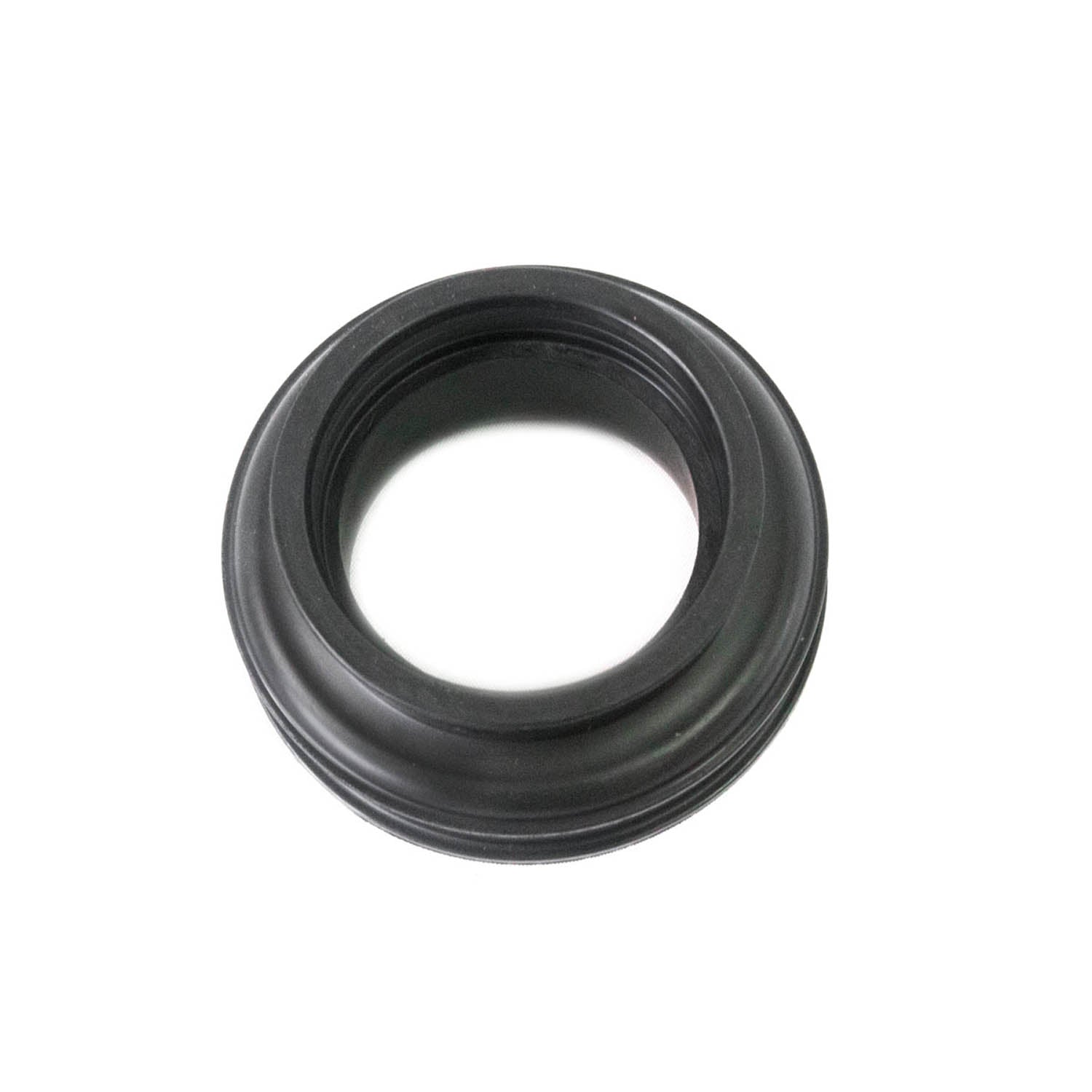 Black rubber throttle body boot with a circular, ribbed design and wide inner opening.