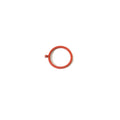 Red circular cam carrier seal with smooth surface and small external tab.