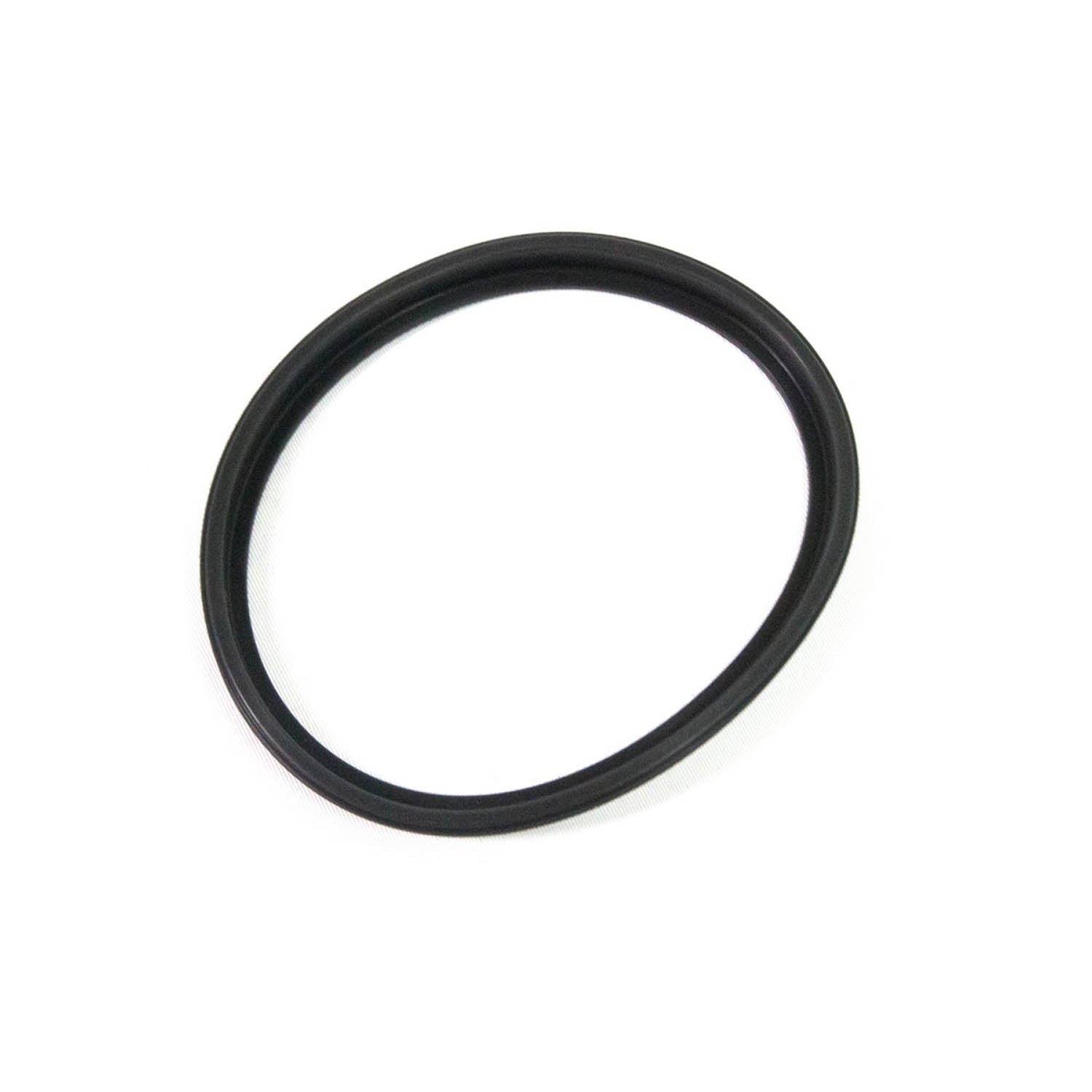 Black rubber circular seal ring with smooth surface and uniform thickness.