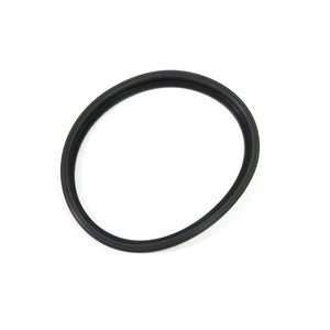 Black rubber circular seal ring with smooth surface and uniform thickness.
