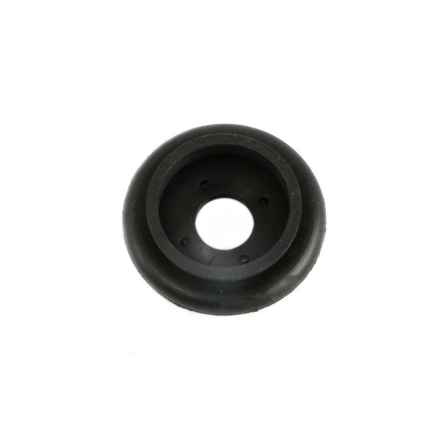 Black rubber ball joint boot with a circular shape and central hole for ATV use.