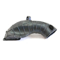 Black flexible rubber clutch duct outlet with ribbed texture and mounting flange.