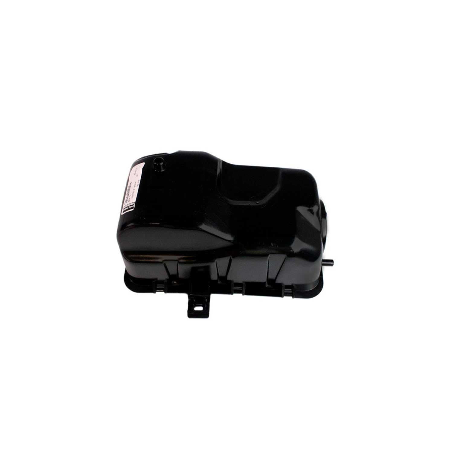 Black plastic air box with mounting bracket for Polaris ATV and UTV models.