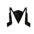 Glossy black plastic rear fender closeoff panel set with integrated trim clips for motorcycle fitment.