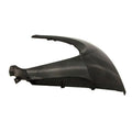 Matte black plastic motorcycle outer leg fairing with curved aerodynamic shape and mounting points.