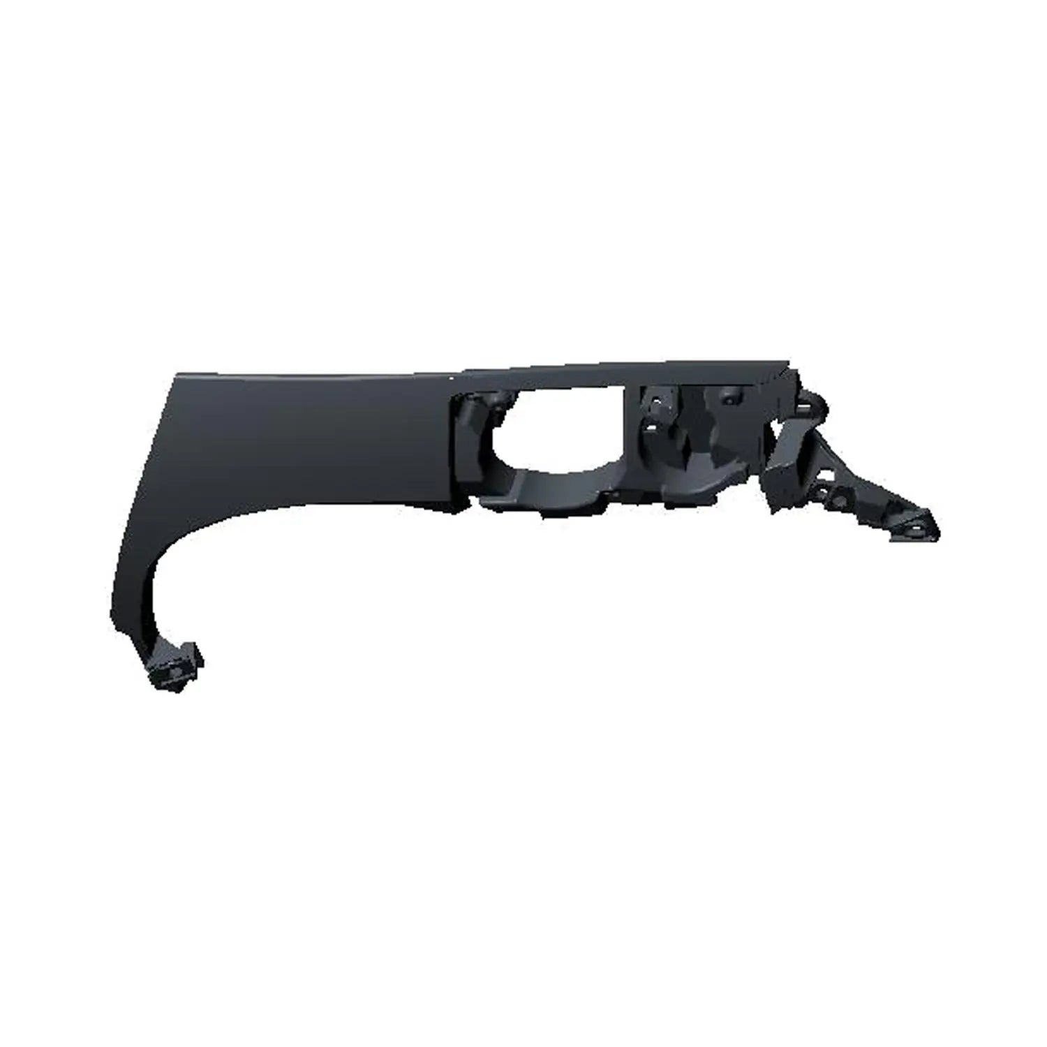 Black molded plastic right tank panel cover with mounting points and cutouts for motorcycle fitment.