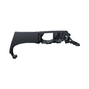 Black plastic right-side tank panel cover with mounting points and an open central cutout for a motorcycle.
