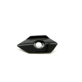 Black glossy saddlebag lock bezel with angular shape and central circular keyhole opening.