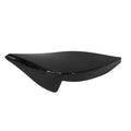 Glossy black left side body cover for motorcycle with smooth aerodynamic shape.
