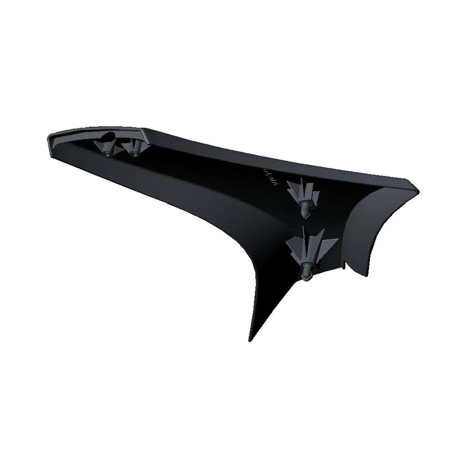 Glossy black plastic left highway bar cover for Victory Cross Country motorcycle with integrated mounting clips.