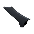 Matte black curved forged metal bar cover with smooth finish and precise mounting points on right side.