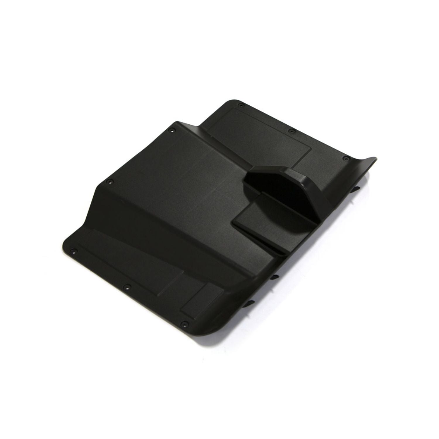 Gloss black drive shaft cover with angular design and smooth finish for Polaris Ranger UTVs.