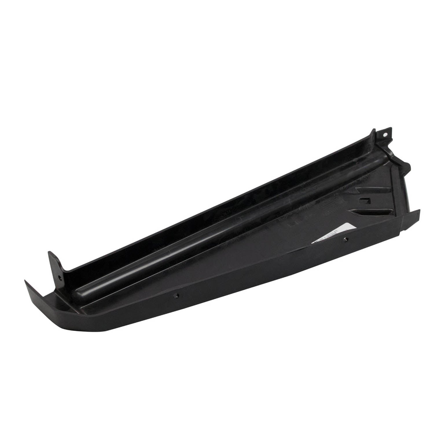 Gloss black left front fender with angular design and mounting points for Polaris UTV.