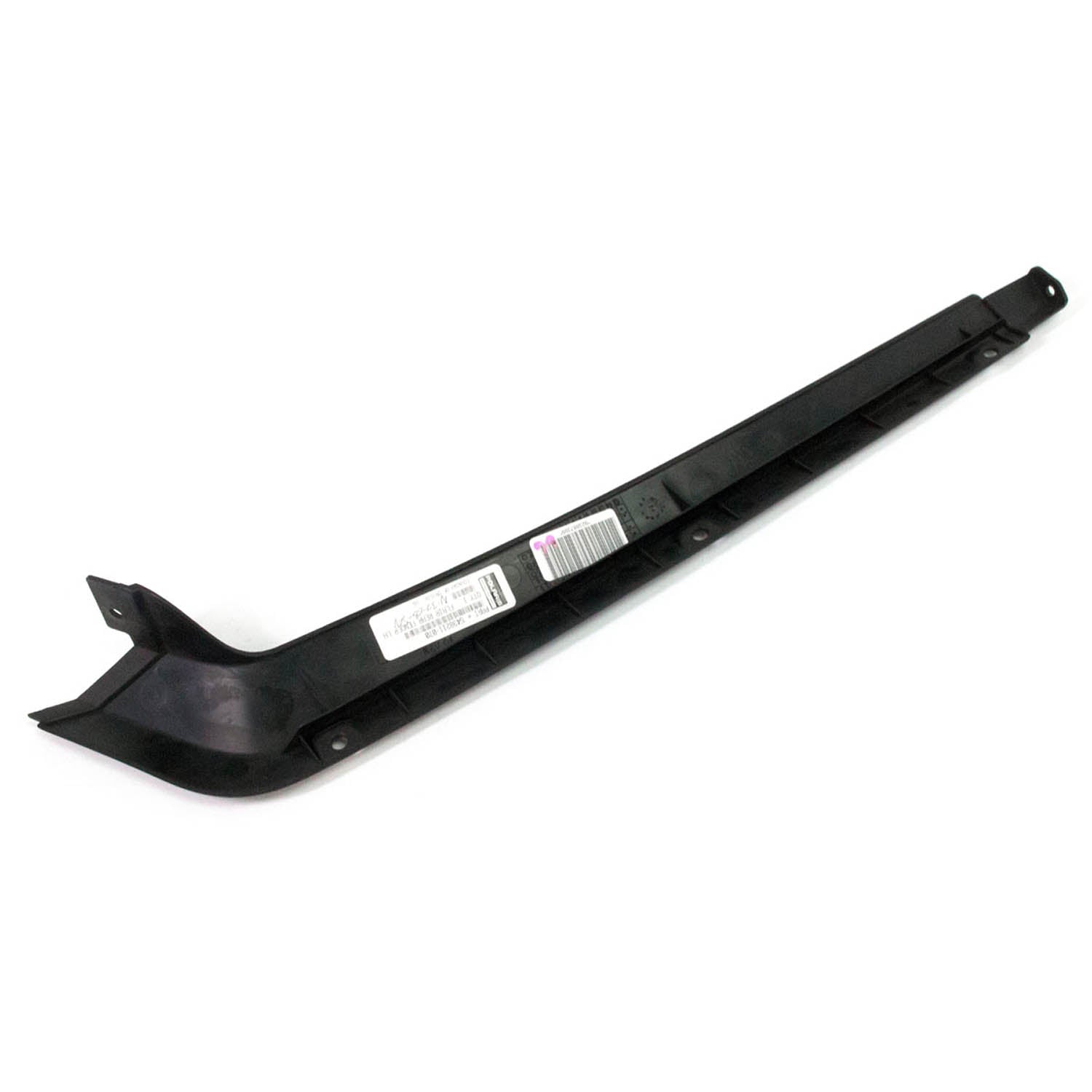 Glossy black plastic rear fender flare with contoured shape and mounting points.