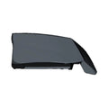 Matte black rigid plastic motorcycle left saddlebag with angular design and mounting bracket.