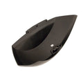 Black molded plastic left saddlebag lid for motorcycle with smooth curved edges and integrated mounting points.