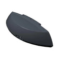 Matte black right-hand saddlebag lid with angular, aerodynamic shape and smooth finish.