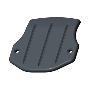 Matte black triple tree clamp cover with three raised ridges and two mounting holes.