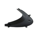 Matte black aluminum motorcycle inner leg fairing with curved aerodynamic shape and mounting tabs.