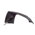 Matte black left outer fairing panel for motorcycle with smooth, contoured design and sharp edges.