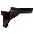 Black plastic rear front fender with angular shape and mounting holes for Polaris UTV.