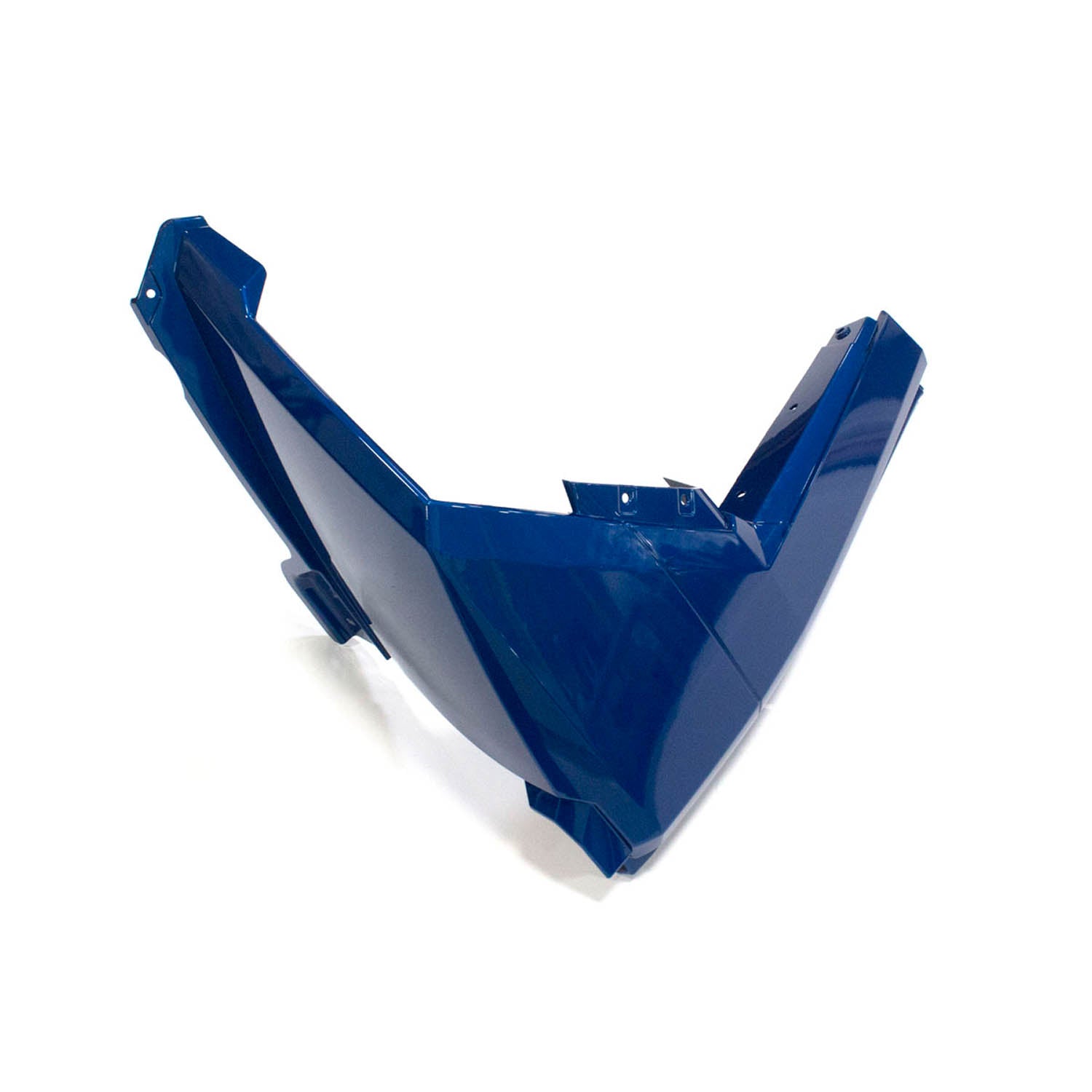 Glossy blue plastic front fender with angular design for Polaris UTV, right side fit.