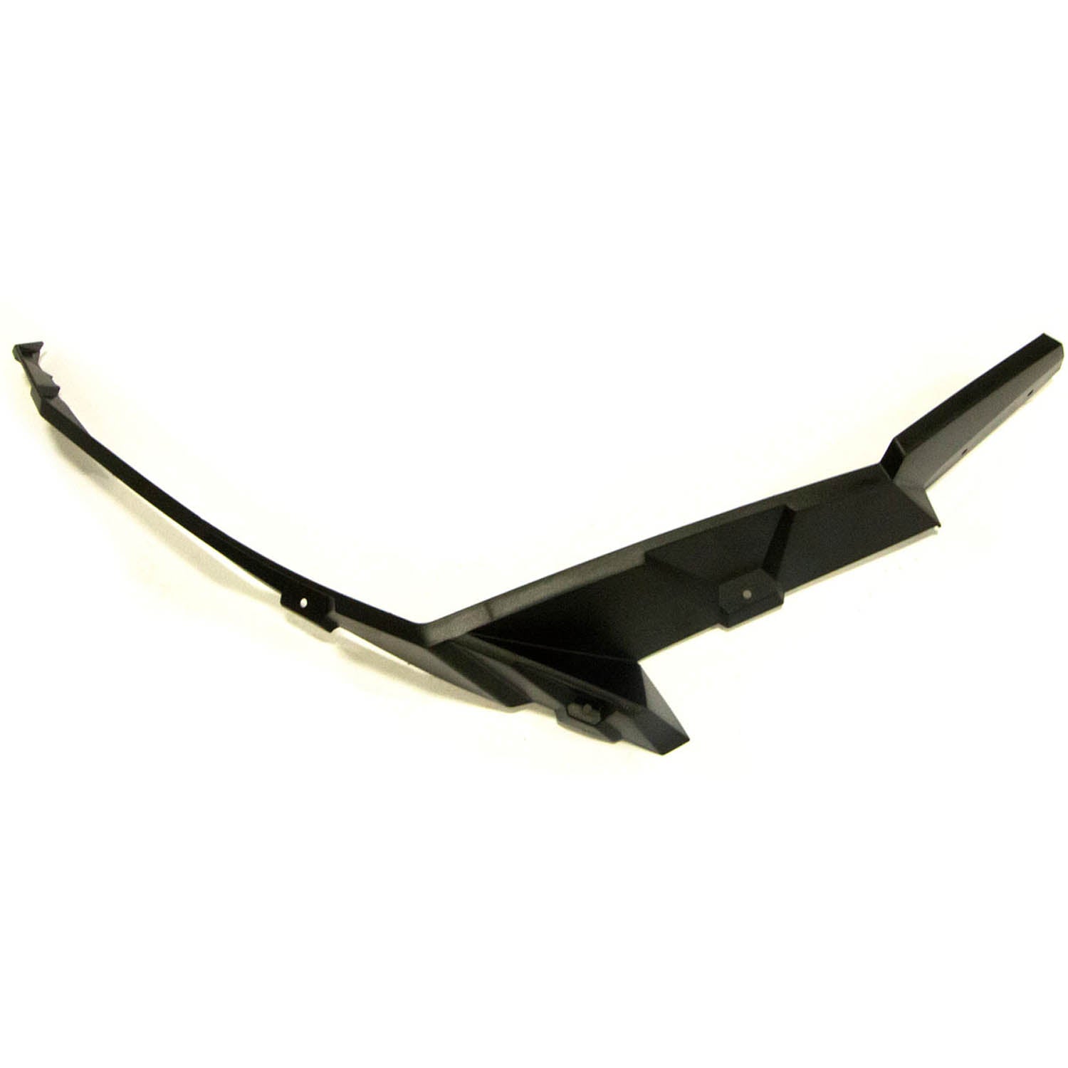 Glossy black rear left fender flare with angular design and mounting holes for Polaris RZR XP models.